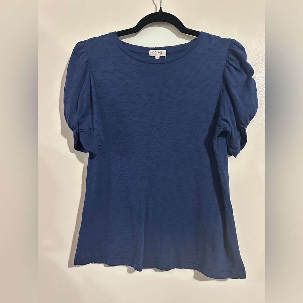 Goldie Blue Ruffled Cuffed Sleeve Tee